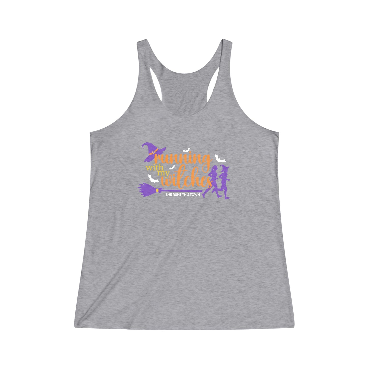 Running with my Witches Women's Tri-Blend Racerback Tank