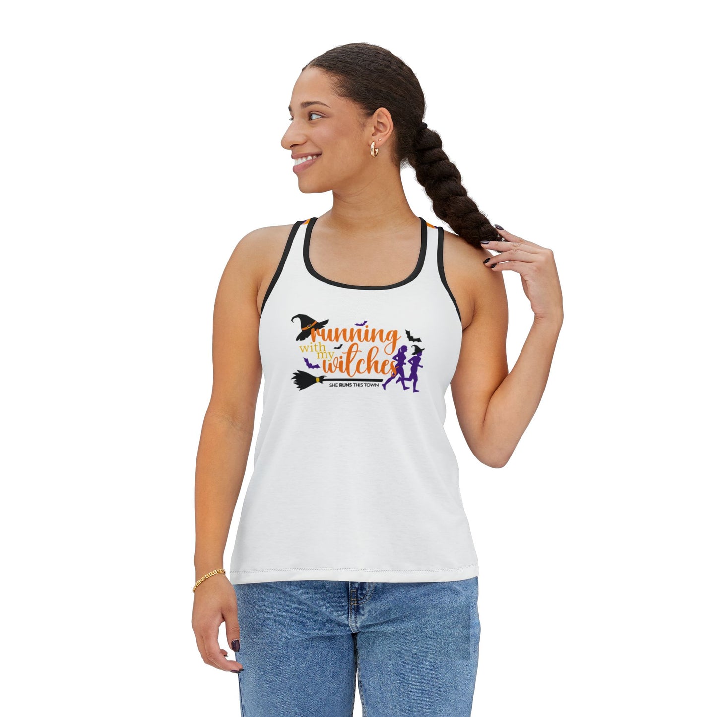 Running with my Witches Striped Tank