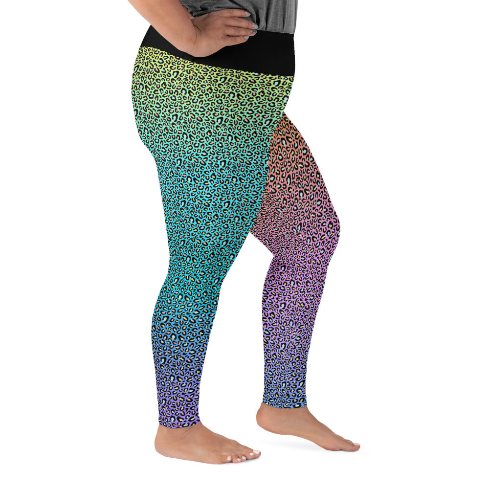 Printed Tights Rainbow Leggings Plus Size Neon Drip Plus Size