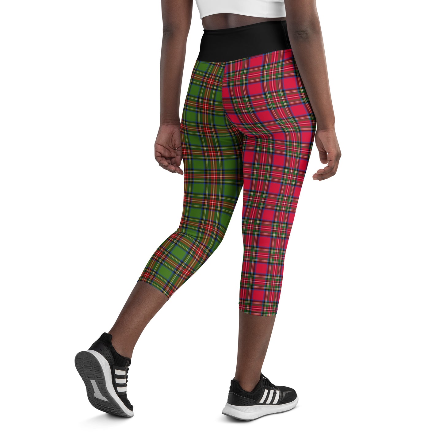 Santa Sprint Plaid Yoga Capri Leggings