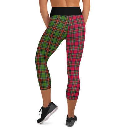 Santa Sprint Plaid Yoga Capri Leggings