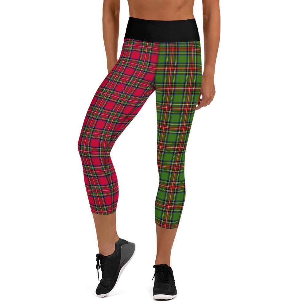 Santa Sprint Plaid Yoga Capri Leggings