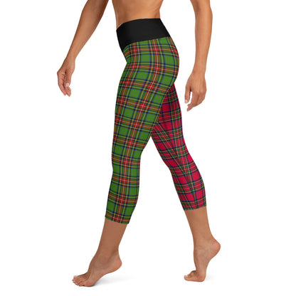 Santa Sprint Plaid Yoga Capri Leggings