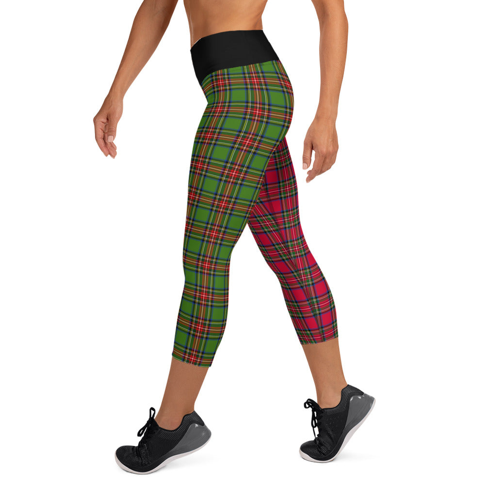 Santa Sprint Plaid Yoga Capri Leggings