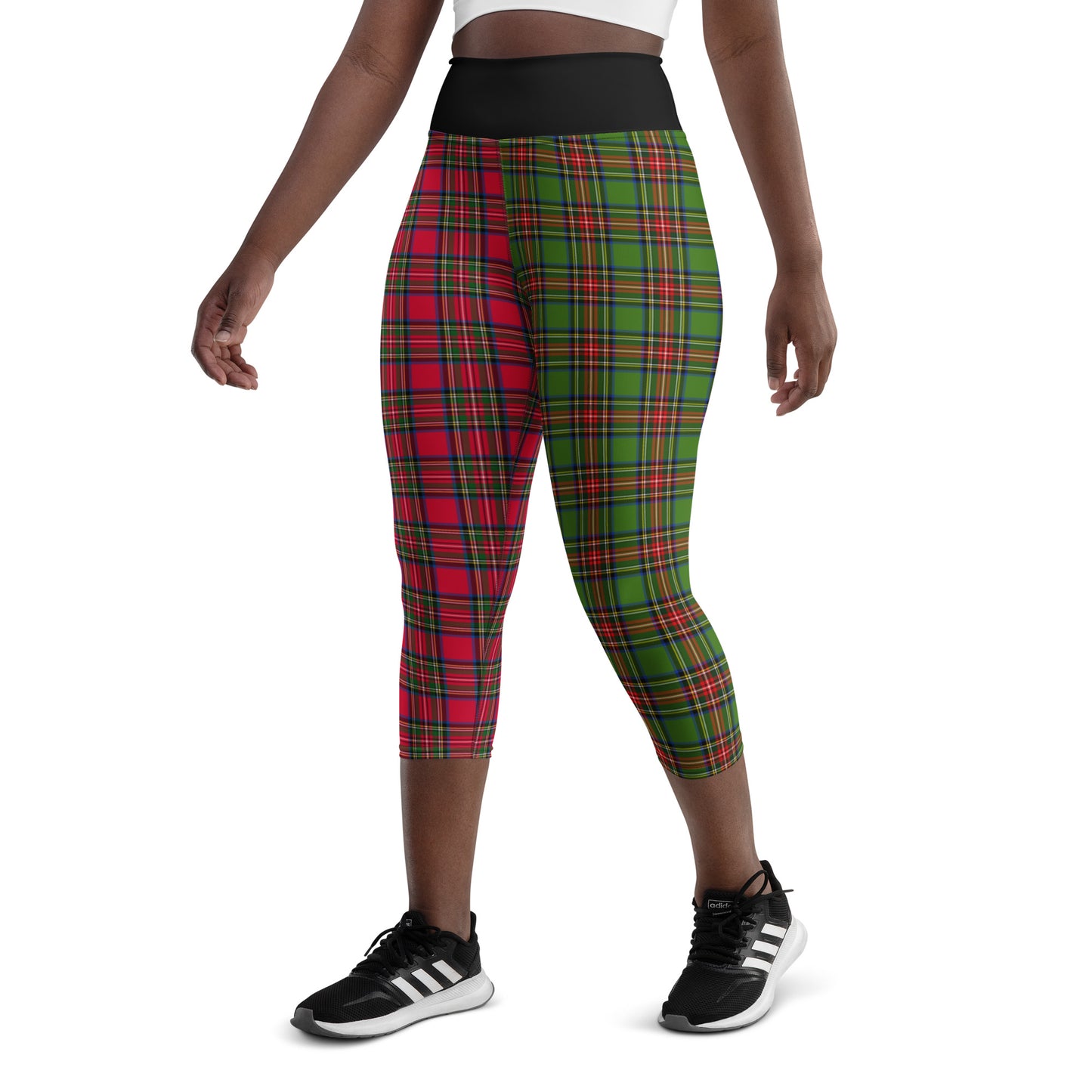 Santa Sprint Plaid Yoga Capri Leggings