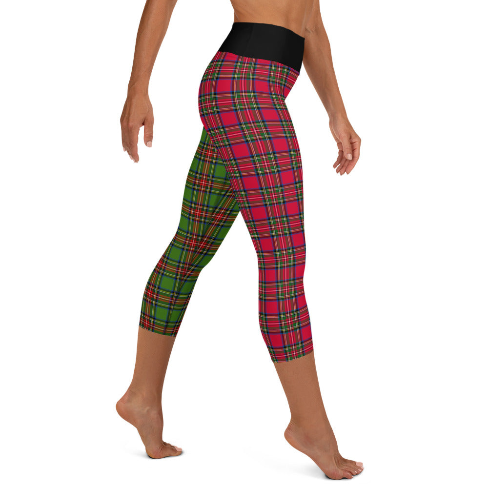 Santa Sprint Plaid Yoga Capri Leggings