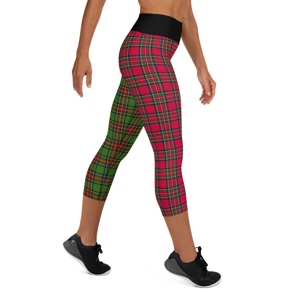 Santa Sprint Plaid Yoga Capri Leggings