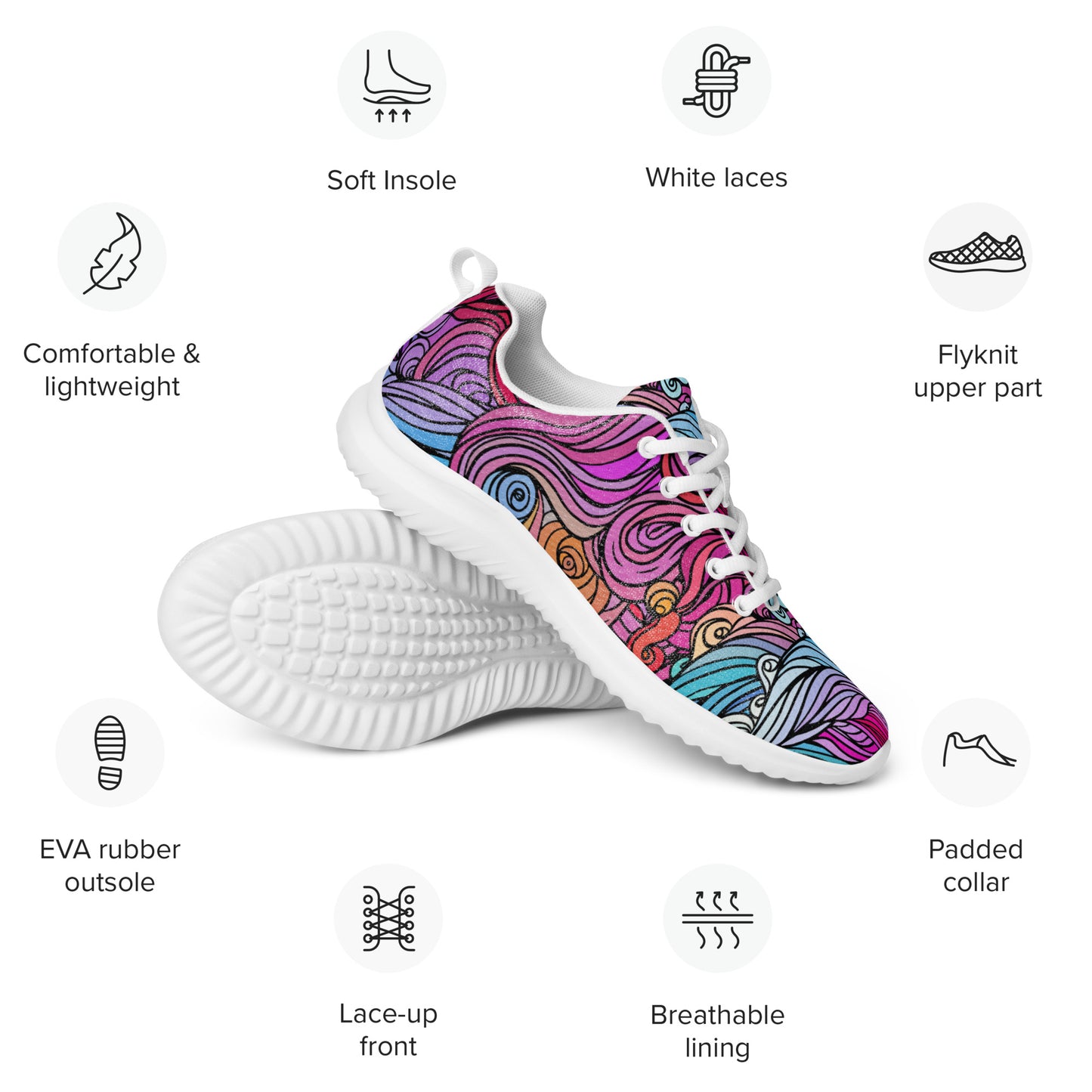 Rainbow Waves Women’s Athletic Shoes